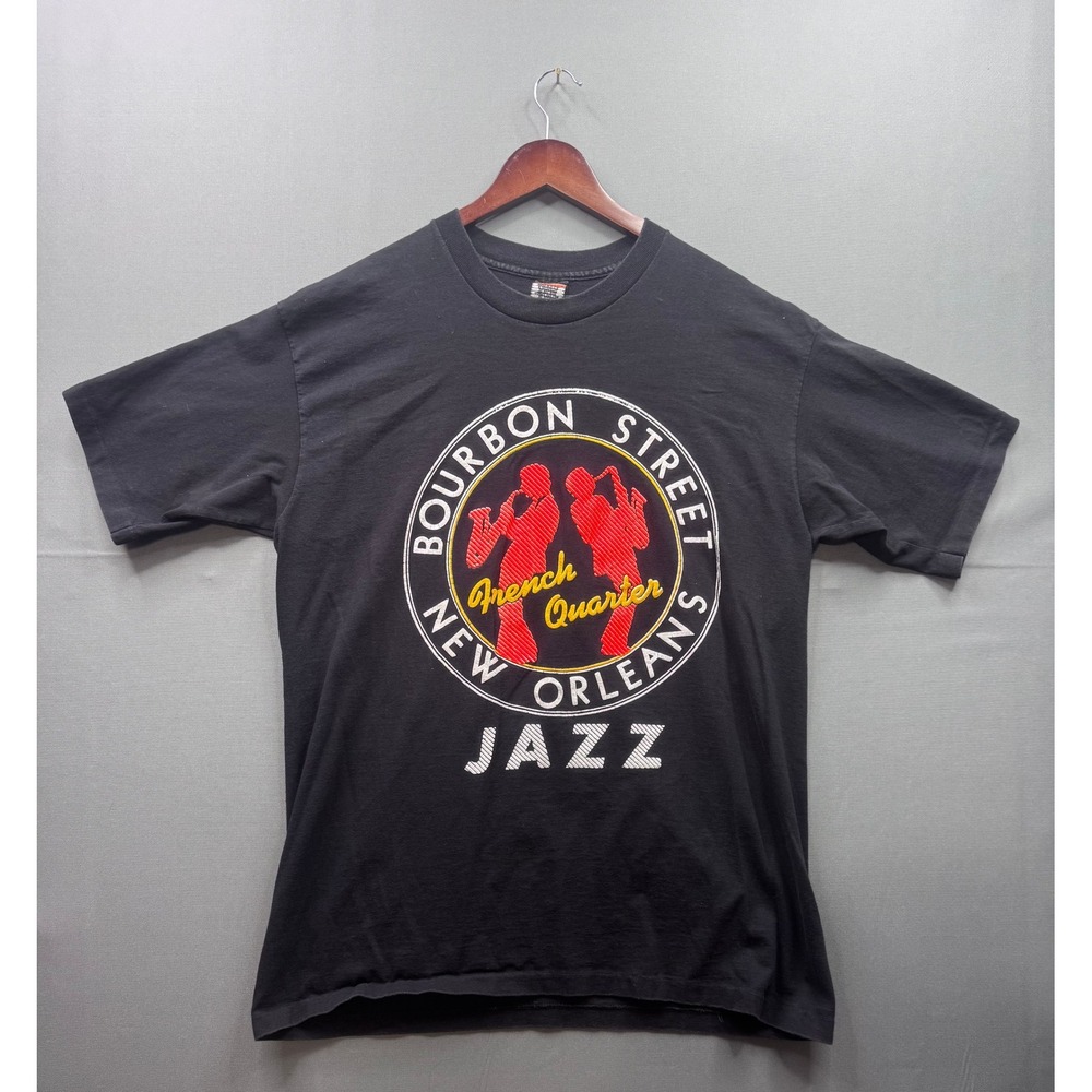 Holoubek Bourbon Street New‎ Orleans Jazz Graphic T-Shirt Black Mens XL USA Made